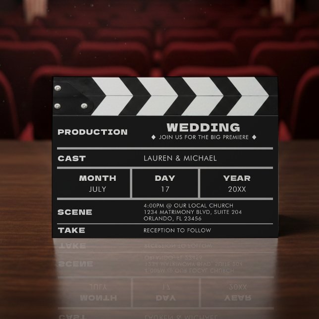Movie Film Clap Board Wedding Invitation (Creator Uploaded)