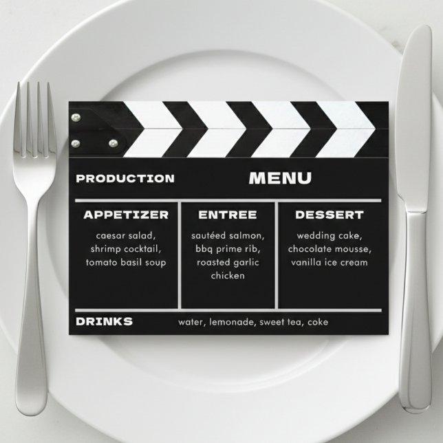 Movie Film Clap Board Wedding Menu (Movie Film Clap Board Wedding Menu
)
