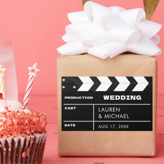 Movie Film Clap Board Wedding Rectangular Sticker (Party)