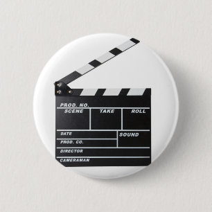 movie film clapperboard 6 cm round badge