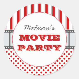 Movie Film Personalised Party Sticker