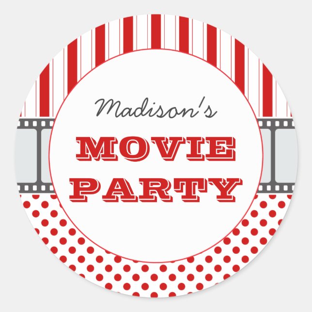 Movie Film Personalised Party Sticker (Front)