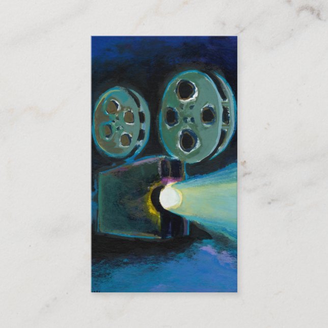 Movie film projector colourful expressive art business card (Front)