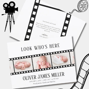 Movie Film Strip Photo Collage Birth Announcement