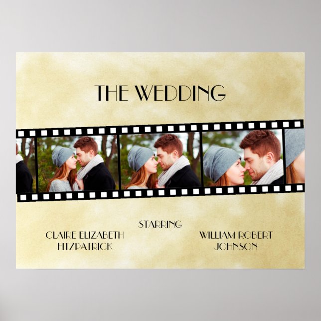 Movie Film Strip Photo Collage Wedding Welcome Poster (Front)