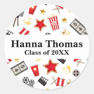 Movie Film Theme Graduation Classic Round Sticker