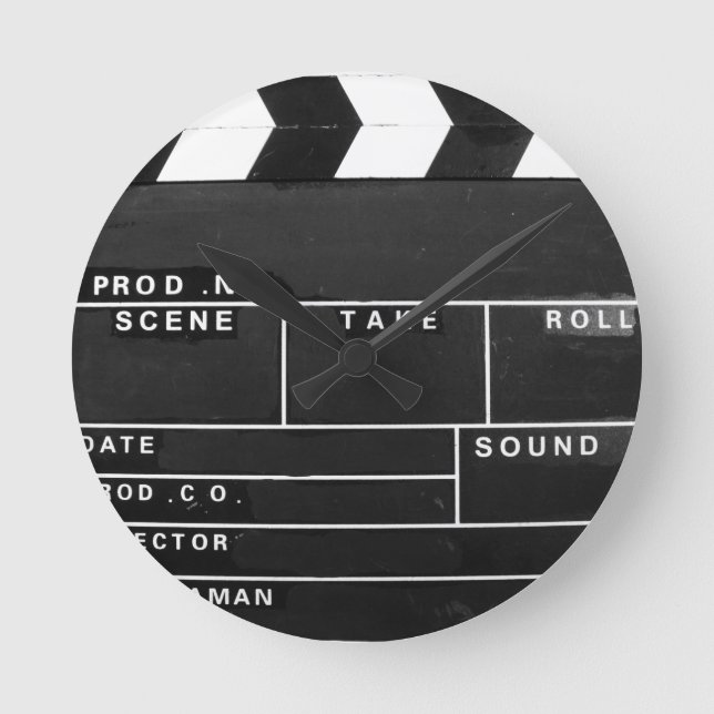 movie film video makers Clapper board design Round Clock (Front)