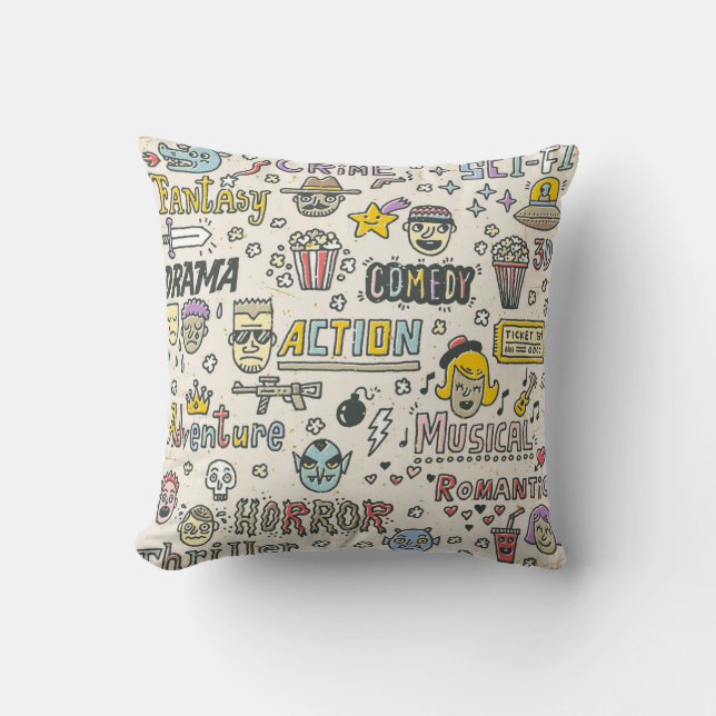 Movie Genres: TV Shows Doodle Set Cushion (Front)