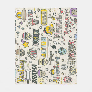 Movie Genres: TV Shows Doodle Set Fleece Blanket