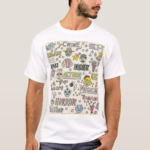 Movie Genres: TV Shows Doodle Set T-Shirt