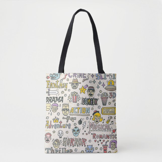Movie Genres: TV Shows Doodle Set Tote Bag (Front)