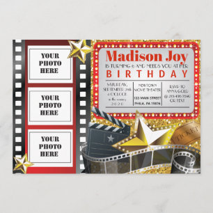 MOVIE HOLLYWOOD PHOTO Birthday Party Invitation