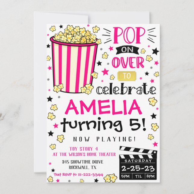 Movie Invitation Movie Birthday Party Theatre (Front)