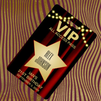 Movie Lights Gold Star Hollywood VIP Pass ID Badge