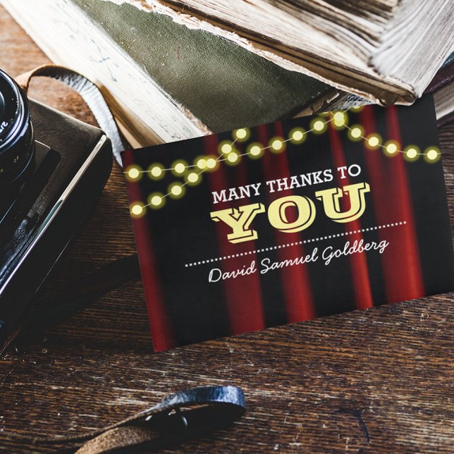 Movie Lights Yellow Bar Mitzvah Thank You Note (Creator Uploaded)