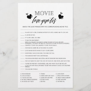 Movie Love Quotes shower game flyer