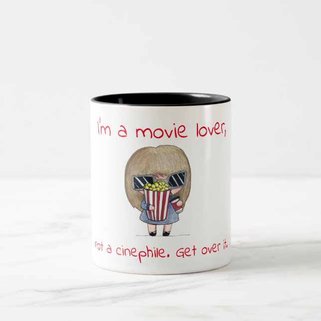 Movie Lover, Not A Cinephile Two-Tone Coffee Mug (Center)