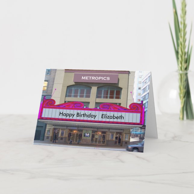 Movie Marquee Birthday Card  personalise it (Front)