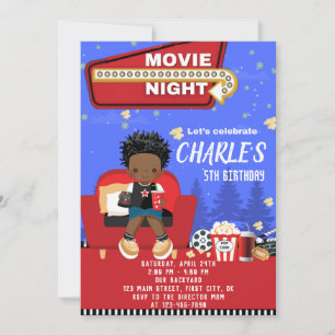 Movie Night 2 Birthday Invitation Card