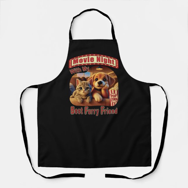 Movie Night - Best Furry Friend - Cute Cat & Dog Apron (Front)
