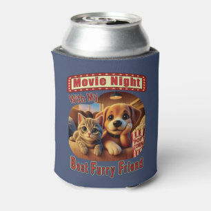 Movie Night - Best Furry Friend - Cute Cat & Dog Can Cooler