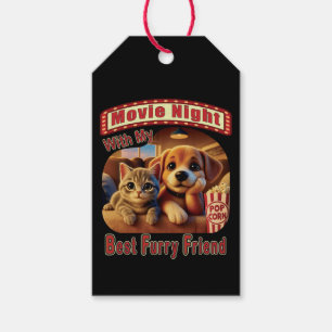 Movie Night - Best Furry Friend - Cute Cat & Dog Gift Tags
