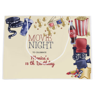 Movie night birthday for kids large gift bag