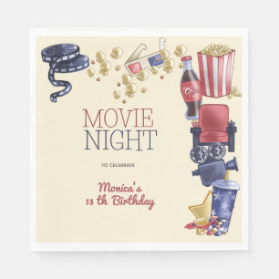 Movie night birthday for kids napkin