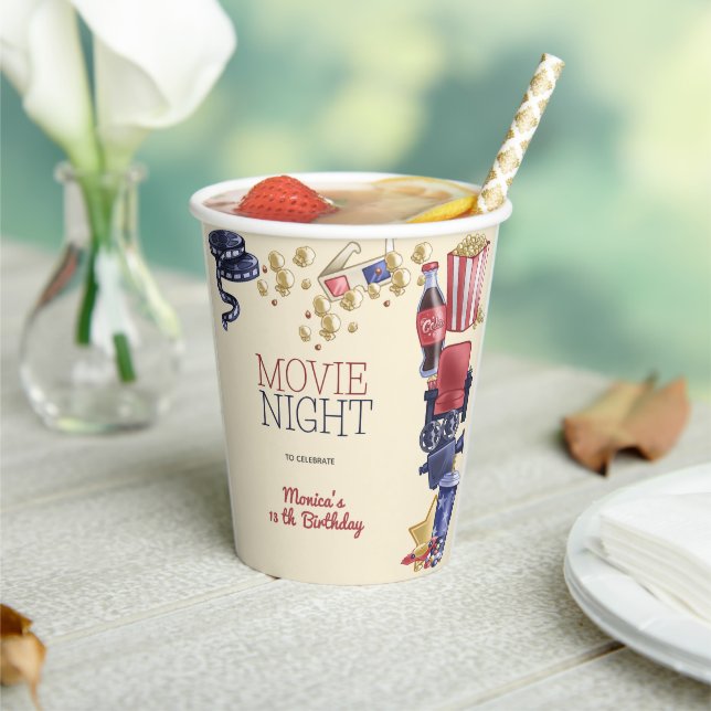 Movie night birthday for kids paper cups (Insitu)