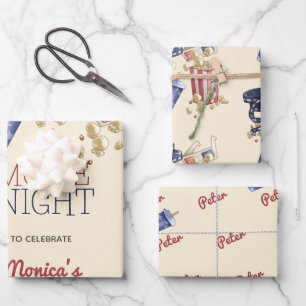 Movie night birthday for kids wrapping paper sheet