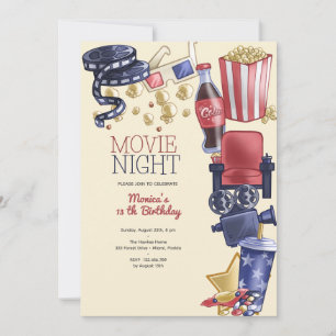 Movie night birthday invitation
