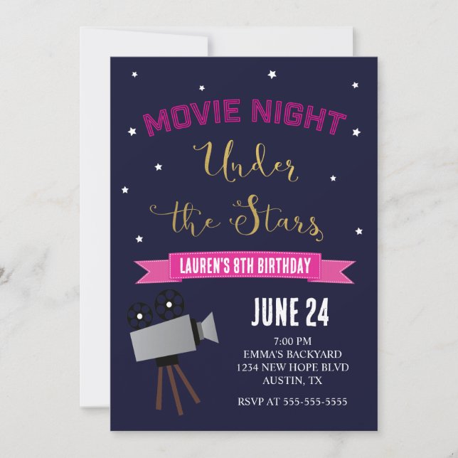 Movie Night Birthday Invitation (Front)