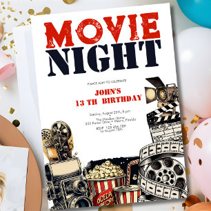 Movie night birthday invitation