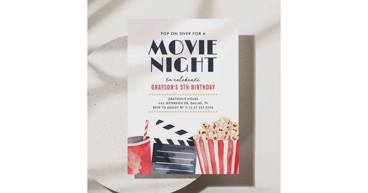 Movie Night Birthday Invitation | Zazzle