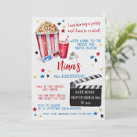 Movie Night Birthday Invitation, Cinema