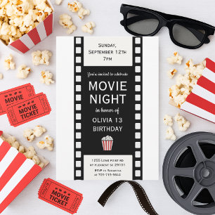 "Movie Night Birthday Invitation   Film Strip Kids
