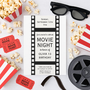 "Movie Night Birthday Invitation   Film Strip Kids