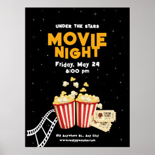 Movie Night Birthday Party Backyard Kids Party Poster