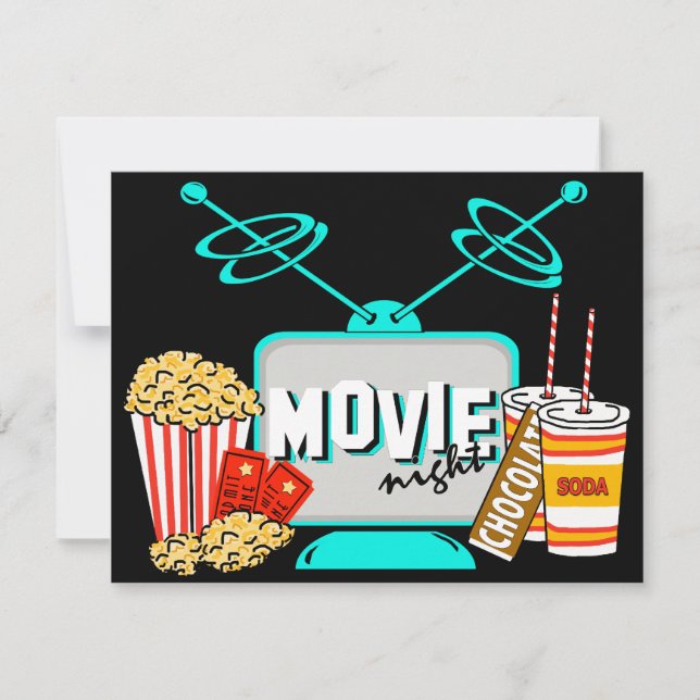 Movie Night Birthday Party Celebration Invitation (Front)