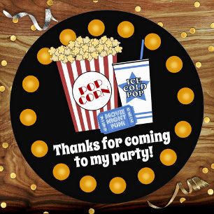 Movie Night Birthday Party Classic Round Sticker