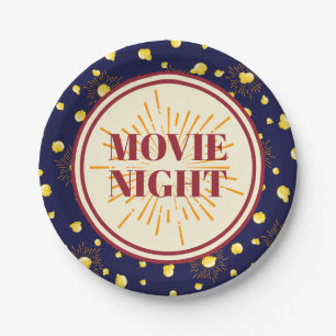 Movie Night Birthday Party - Firework Popcorn Paper Plate