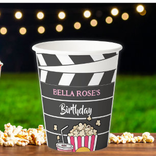 Movie Night Birthday Party For Girls Paper Cups