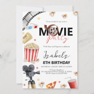 Movie Night Birthday Party Invitation