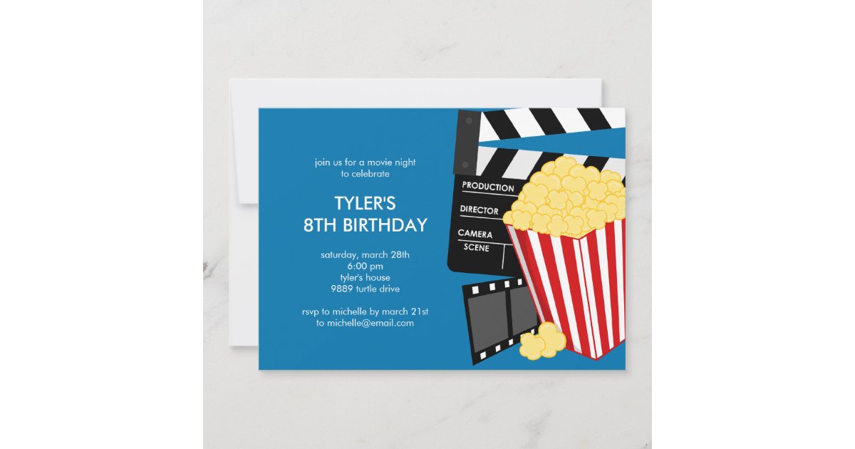 Movie Night Birthday Party Invitation | Zazzle
