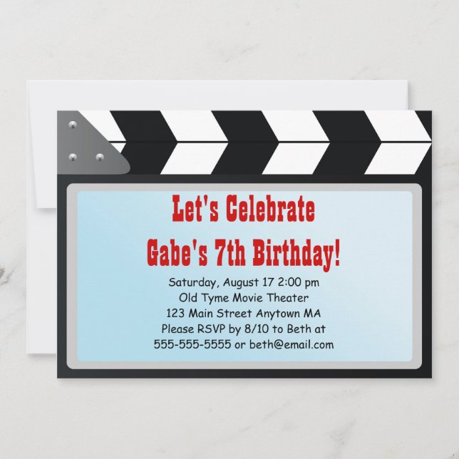 Movie Night Birthday Party Invitation (Front)