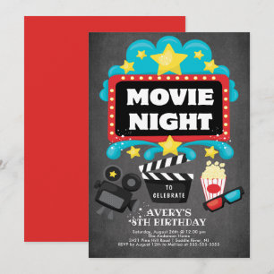 Movie Night Birthday Party Invitation