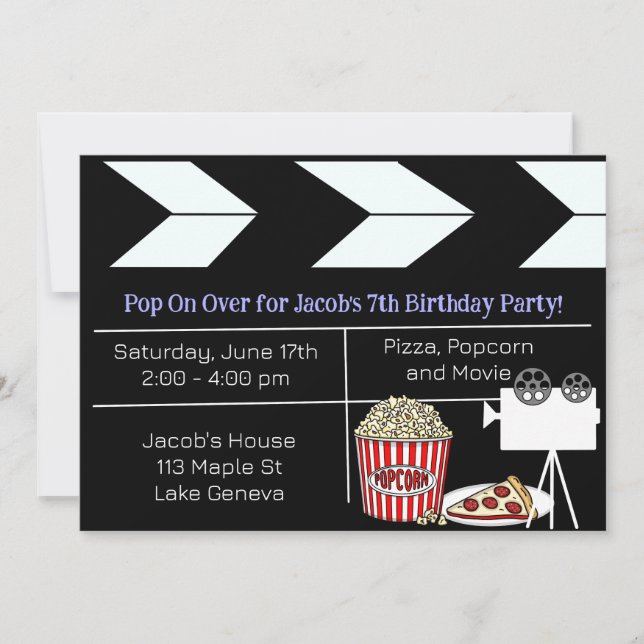 Movie Night Birthday Party Invitation (Front)