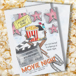 Movie Night Birthday Party Invitation<br><div class="desc">Movie Night invitation - perfect for a kids birthday or backyard movie night just for the fun of being outdoors! The design is packed with cinema themed illustrations; walk of fame stars, admit one cinema ticket, clapperboard, film strip, directors chair, popcorn, movie glasses and theatre style typography. The template is...</div>