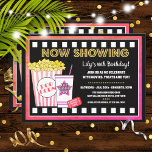 Movie Night Birthday Party Invitation<br><div class="desc">Add your own details to these fun popcorn and a movie party invitations!</div>