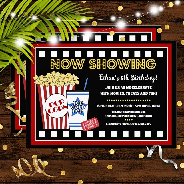 Movie Night Birthday Party Invitation (Creator Uploaded)